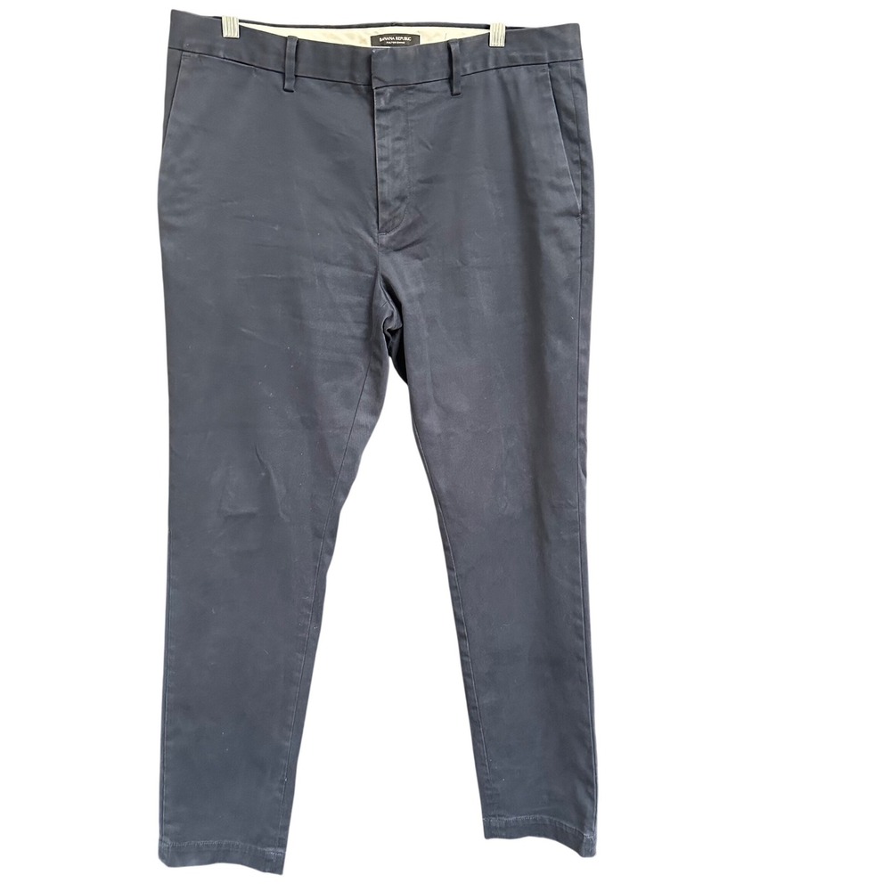 Banana Republic Fulton Chino Navy Blue Slim Fit Stretch Pants 34x32 Casual Work